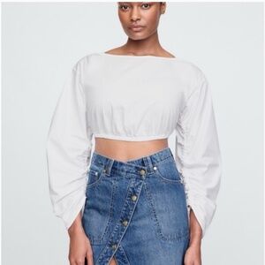 NWT GAP x Cult Gaia White Cropped Poplin Top Size M